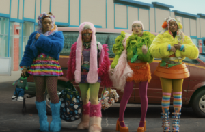 Very colorful ladies make up the Velvet Gang in the movie "I Love Boosters"